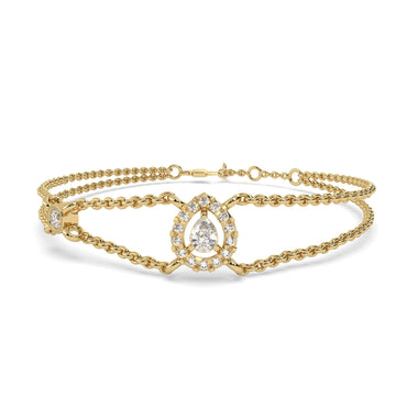 0.33 Ct. Pear Halo Bracelet in yellow gold and lab diamonds