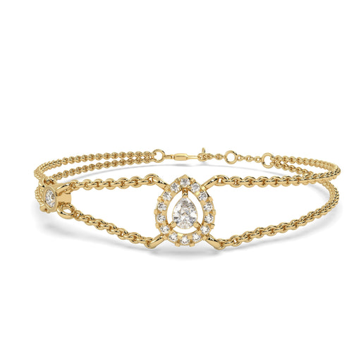 0.33 Ct. Pear Halo Bracelet in yellow gold and lab diamonds