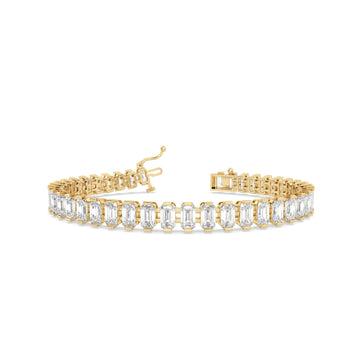 11 carat Emerald Men Tennis Bracelet in yellow gold