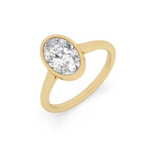 2 Ct Oval Cut Bezel Ring in yellow gold