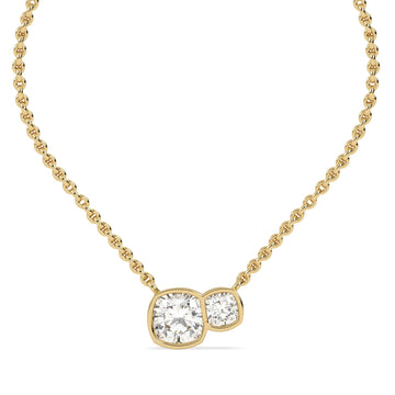 Brillar Cushion Duet Bezel Necklace