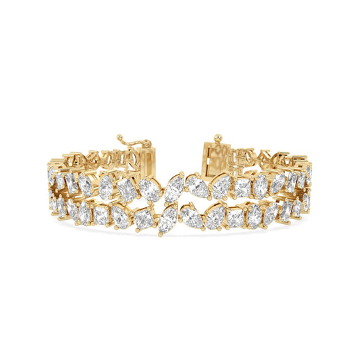 Double Line Multi Shaped Tennis Bracelet in yellow gold