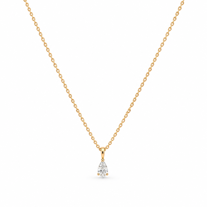 Pear Solitaire Lab Grown Diamond Gold Pendant