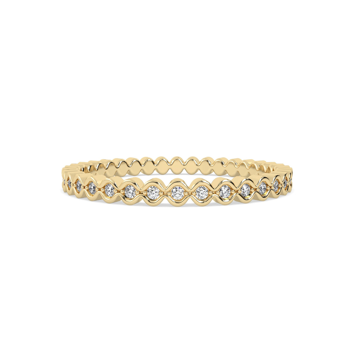 Carina stackable lab grown diamond ring in gold vermeil sterling silver, front view