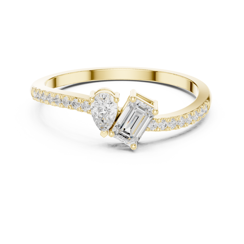 Electra multishaped lab grown diamond ring in gold vermeil sterling silver, front view