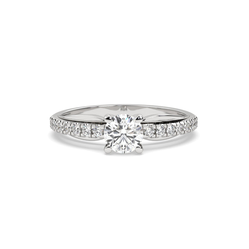0.30 Ct round solitaire lab grown diamond ring in white gold, front view