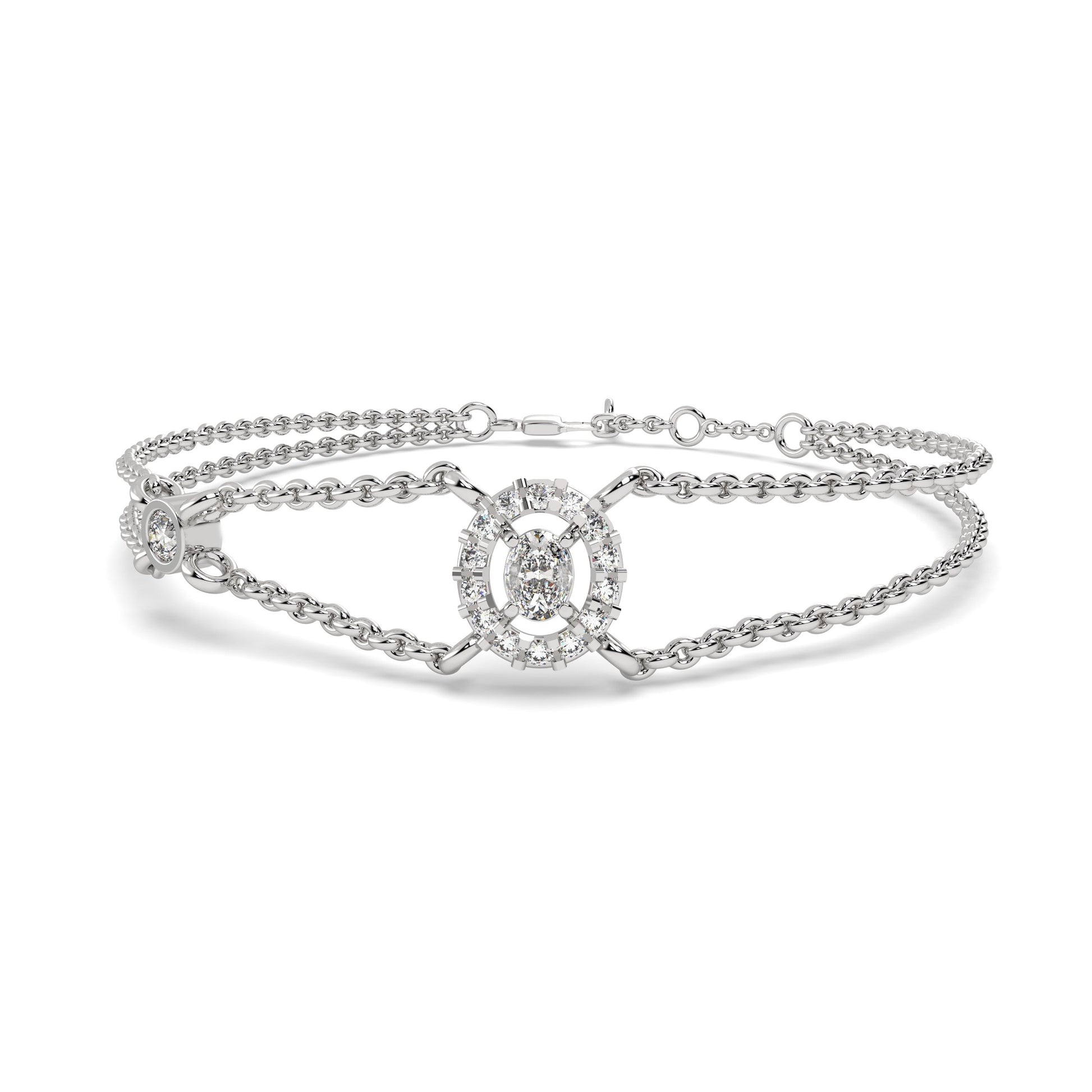 0.31 Ct. Oval Halo Bracelet in white gold