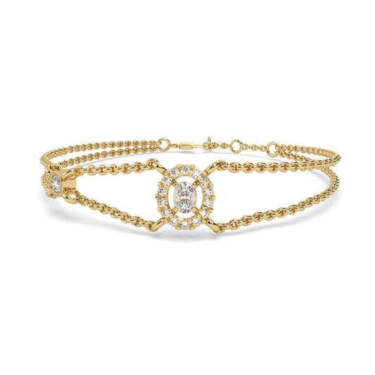 0.31 Ct. Oval Halo Bracelet in yellow gold