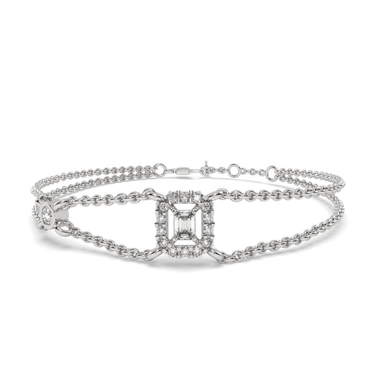 0.32 Ct Emerald Halo Bracelet in white gold