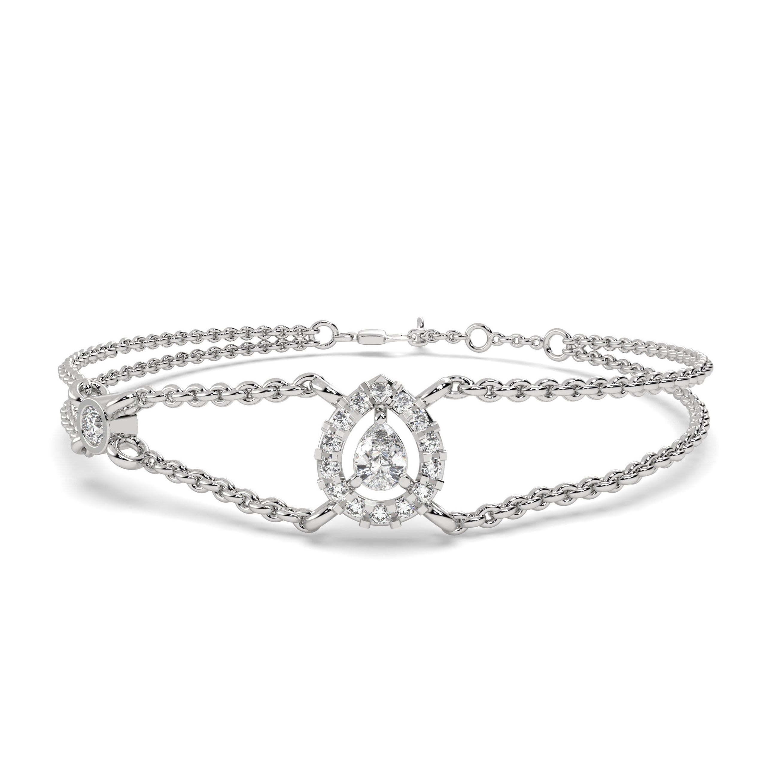 0.33 Ct. Pear Halo Bracelet in white gold and lab diamonds