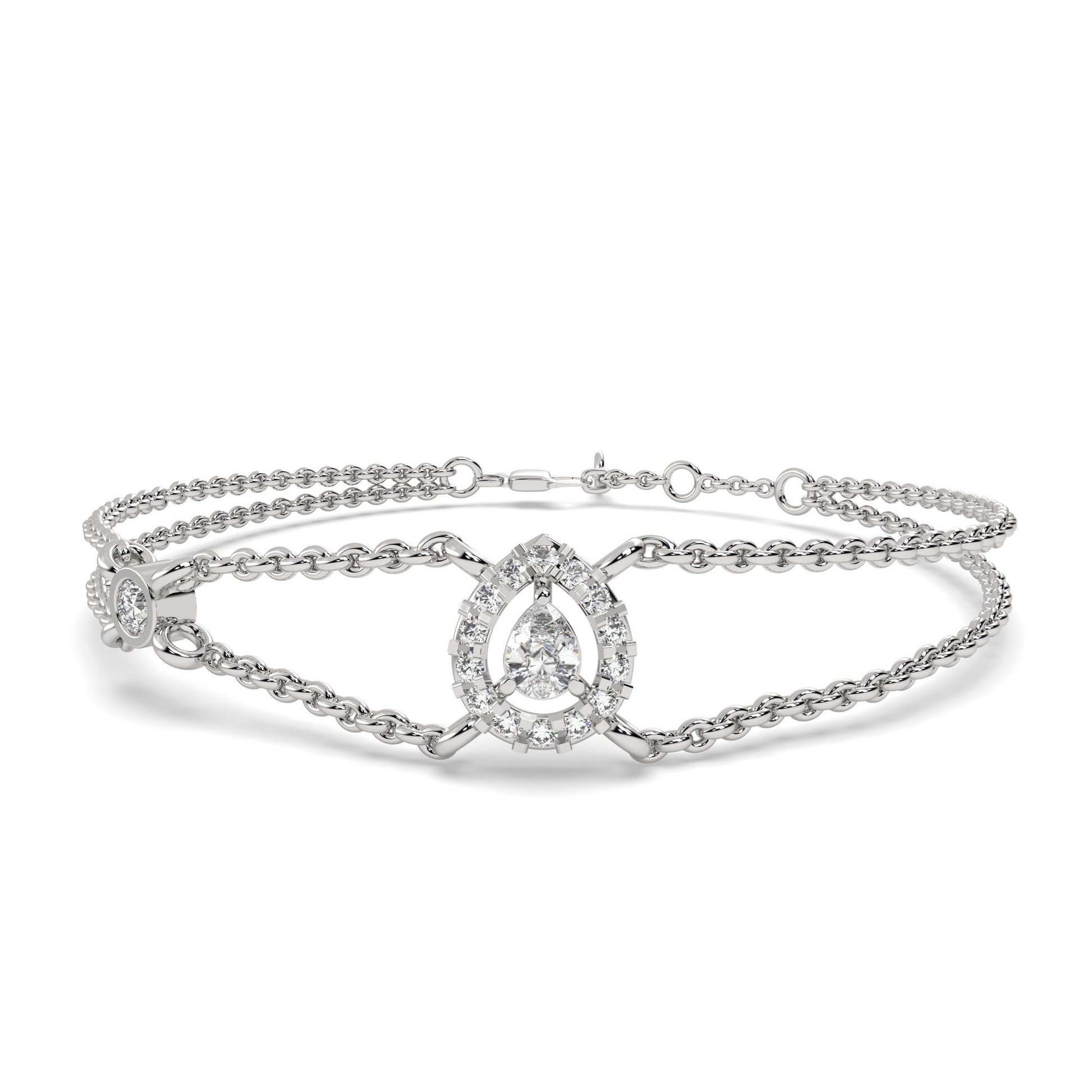 0.33 Ct. Pear Halo Bracelet in white gold and lab diamonds