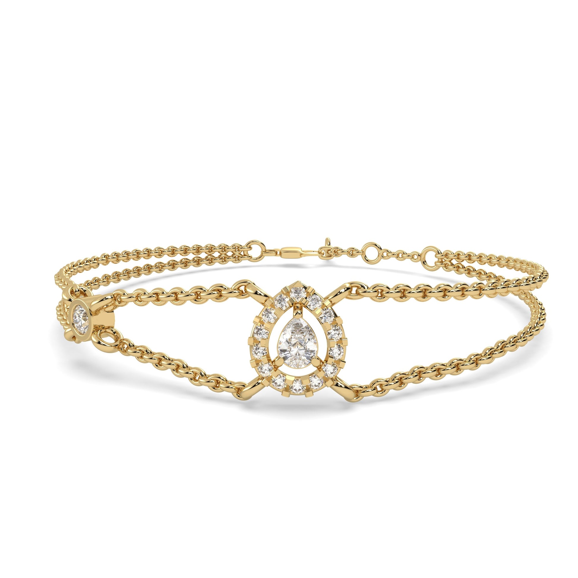 0.33 Ct. Pear Halo Bracelet in yellow gold and lab diamonds