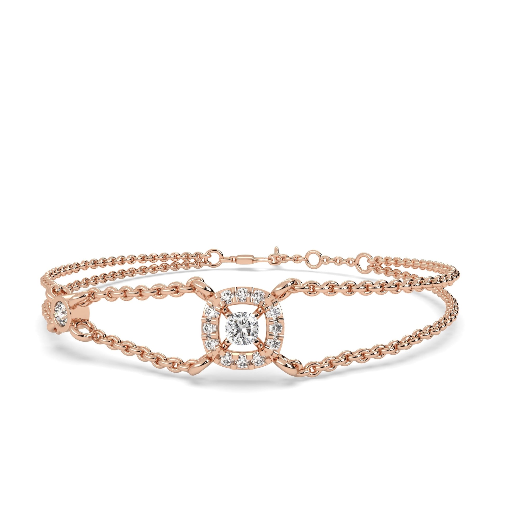 0.33 Ct Cushion Halo Bracelet in rose gold