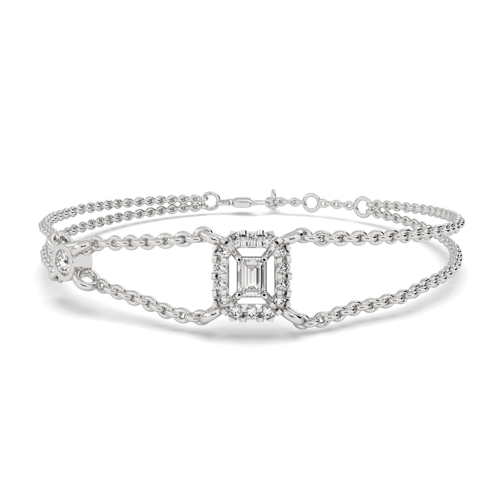 0.35 Ct Emerald Bracelet in diamond and silver 
