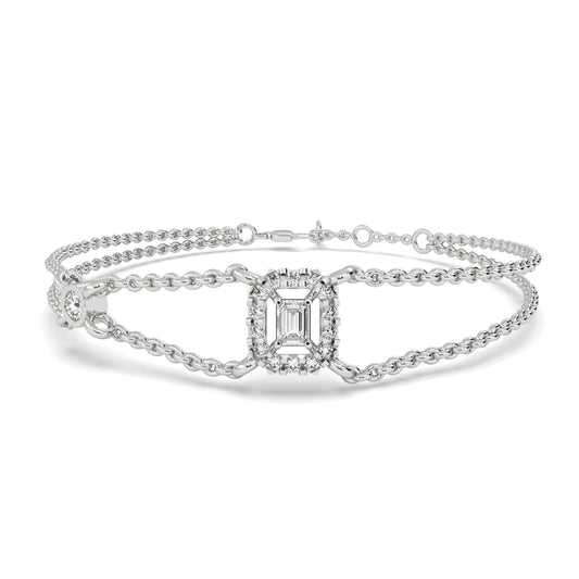 0.35 Ct Emerald Bracelet in diamond and silver 