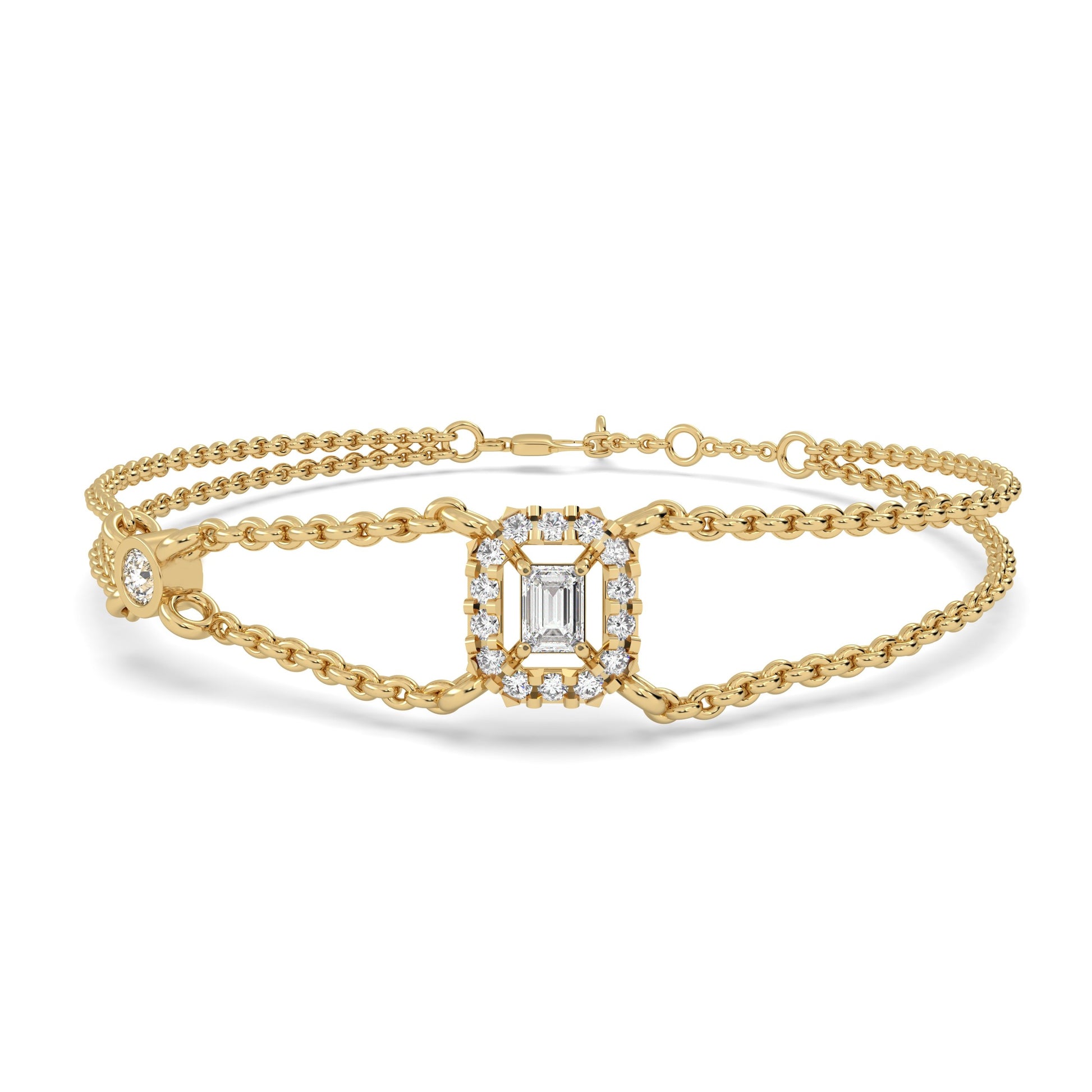 0.35 Ct Emerald Bracelet in diamond and silver finishing