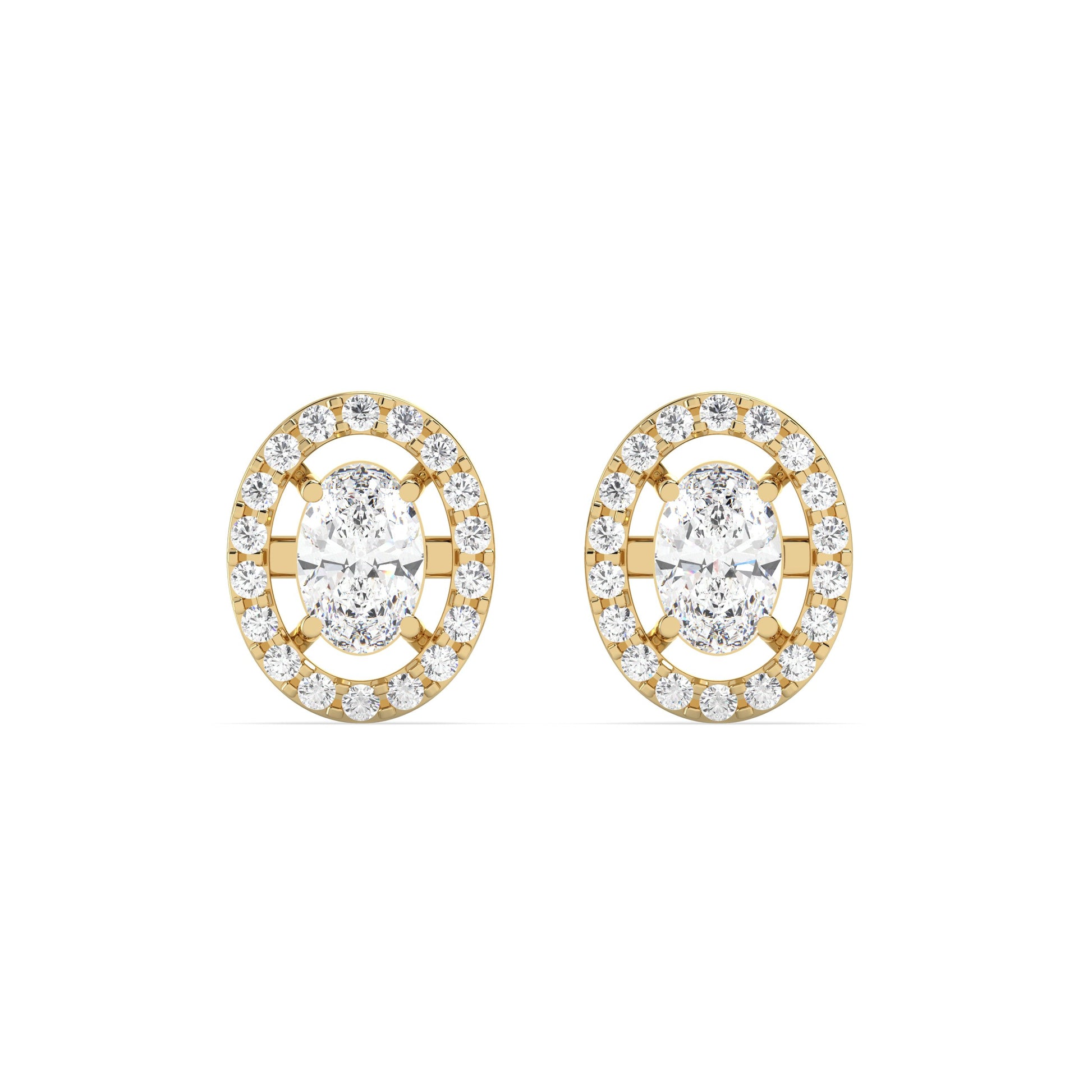 0.46 Ct Oval Halo Studs in 18kt gold
