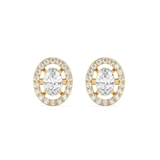 0.46 Ct Oval Halo Studs in 18kt gold