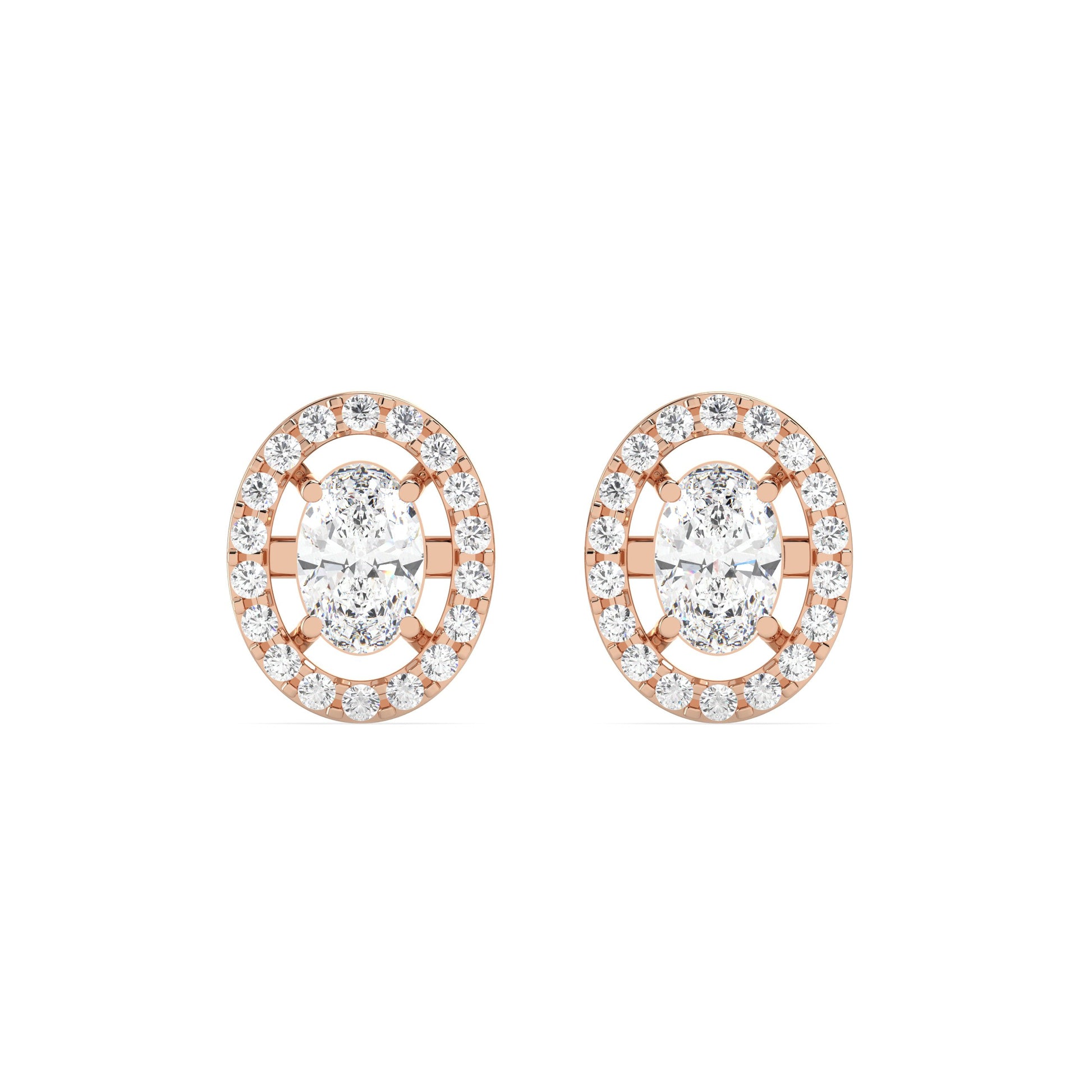 0.46 Ct Oval Halo Studs in diamonds