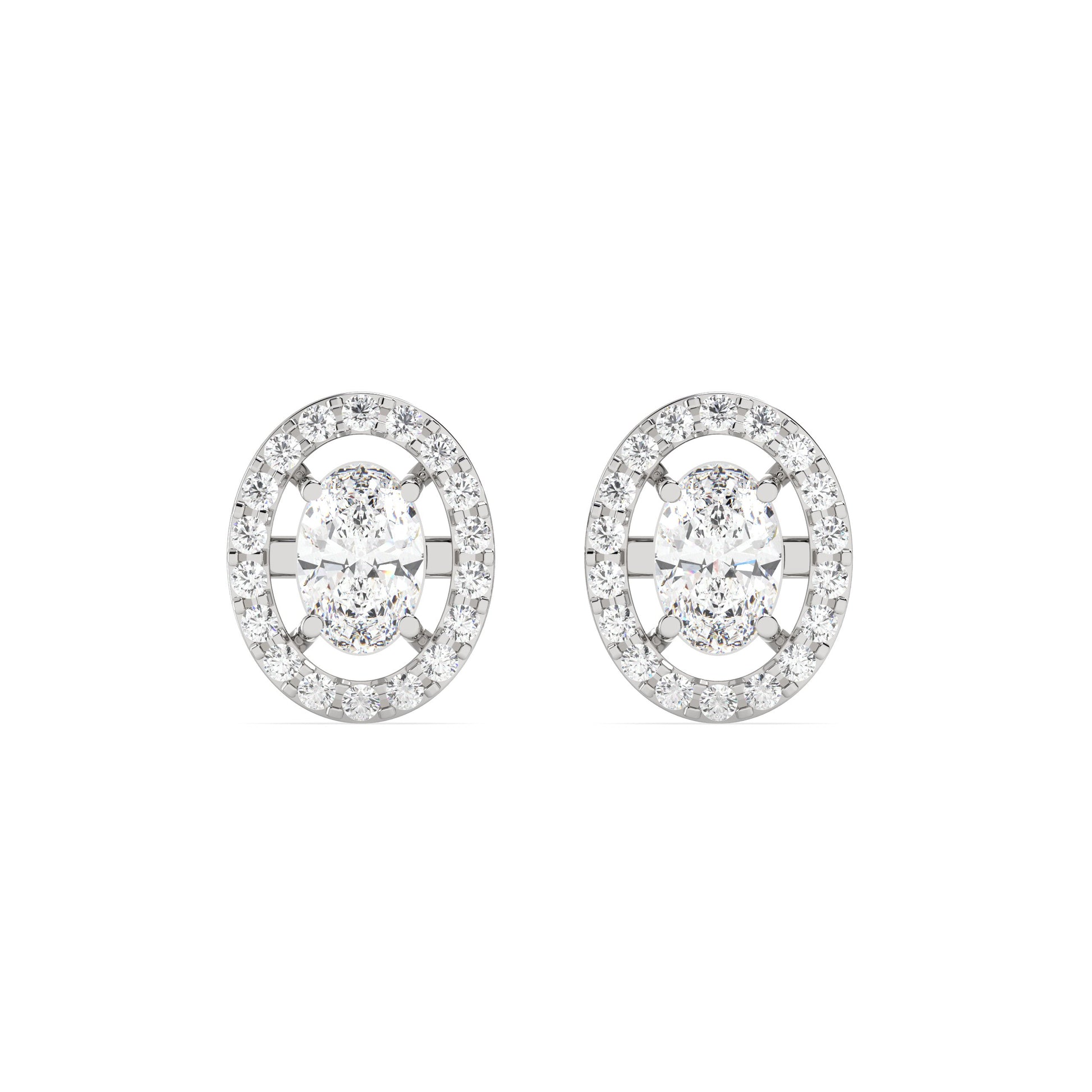 0.46 Ct Oval Halo Studs in silver/ gold
