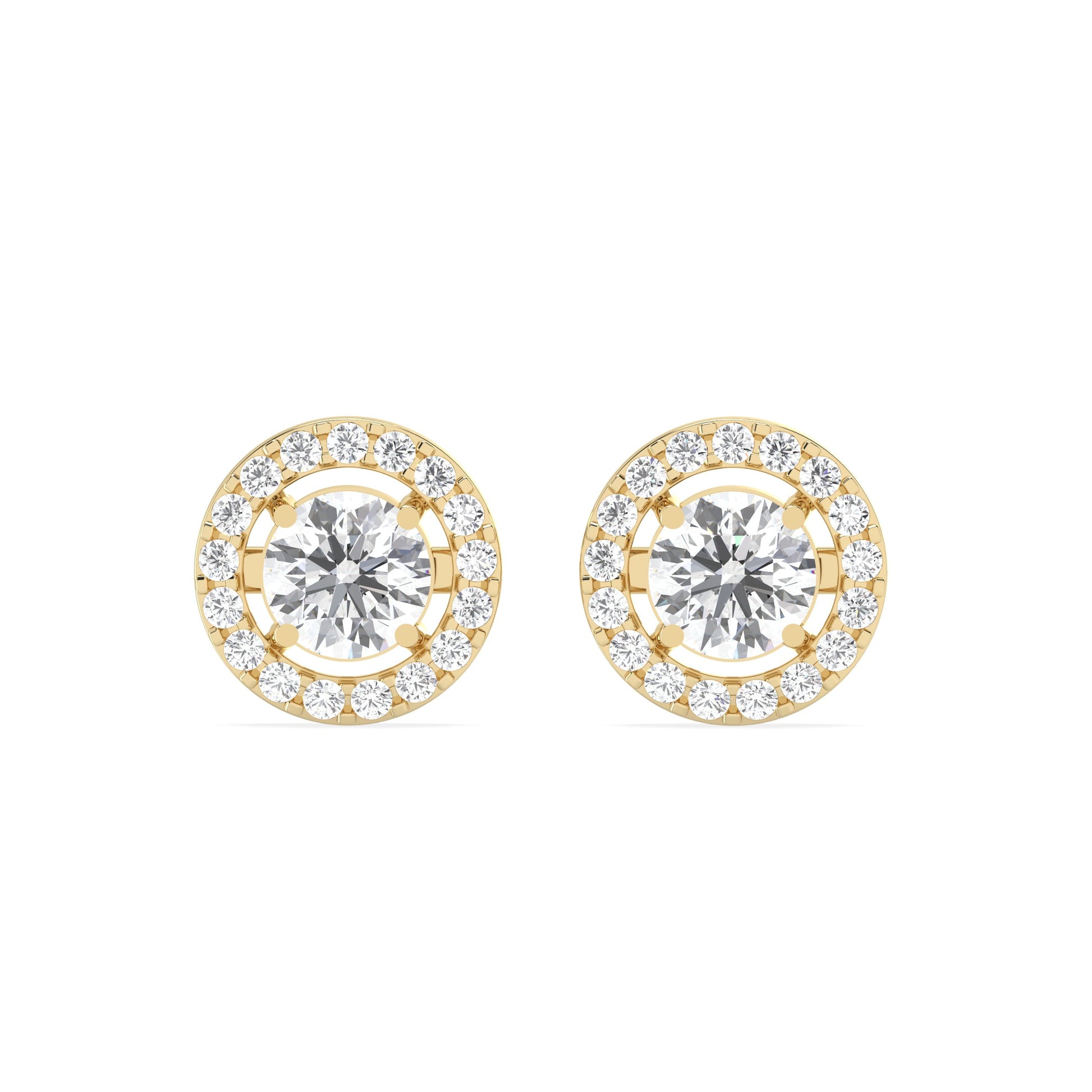 0.46 Ct Round Halo Stud Earrings in 18kt gold