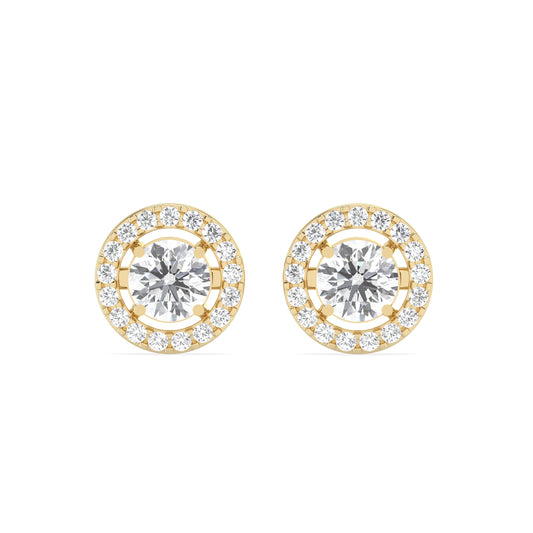 0.46 Ct Round Halo Stud Earrings in 18kt gold