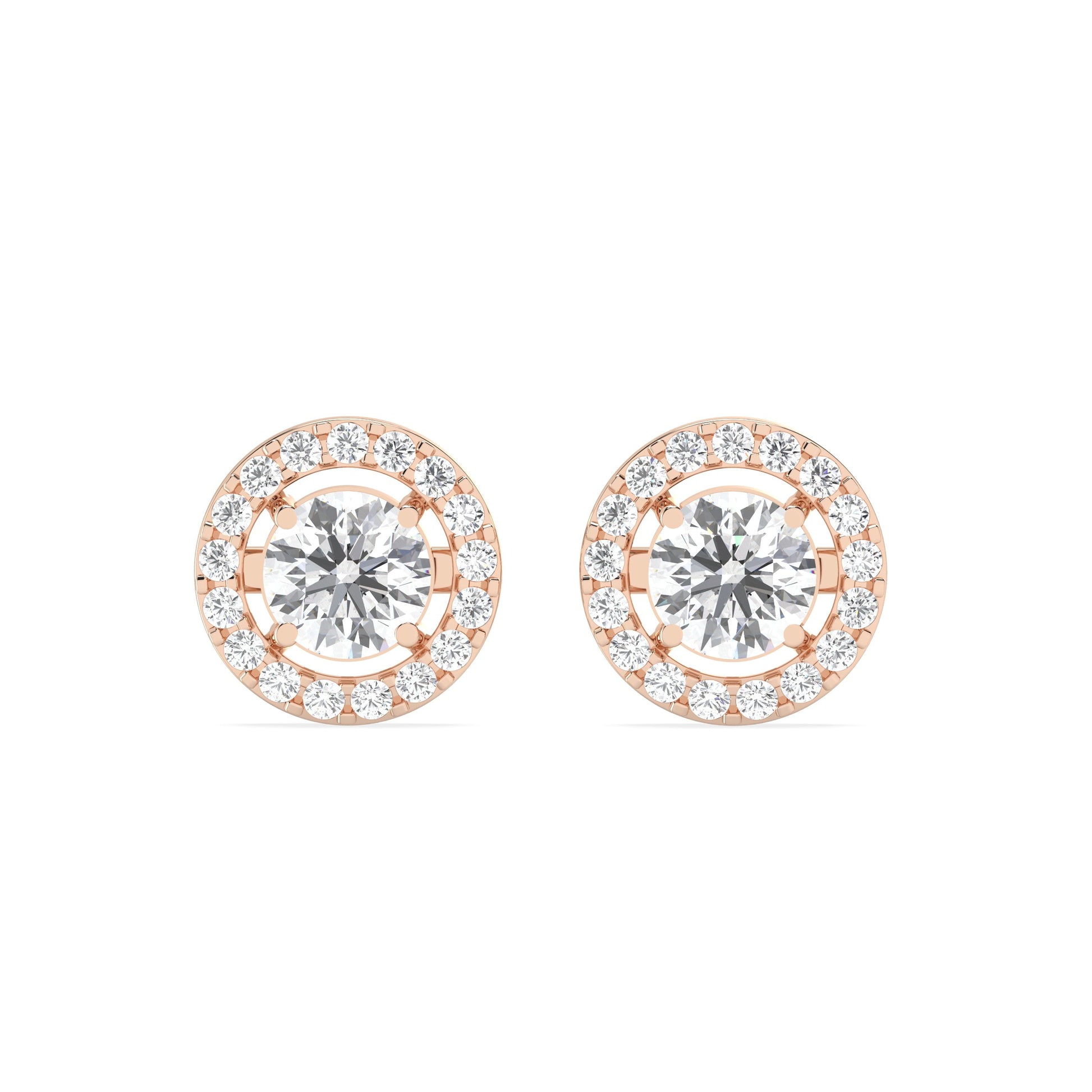 0.46 Ct Round Halo Stud Earrings in rose gold