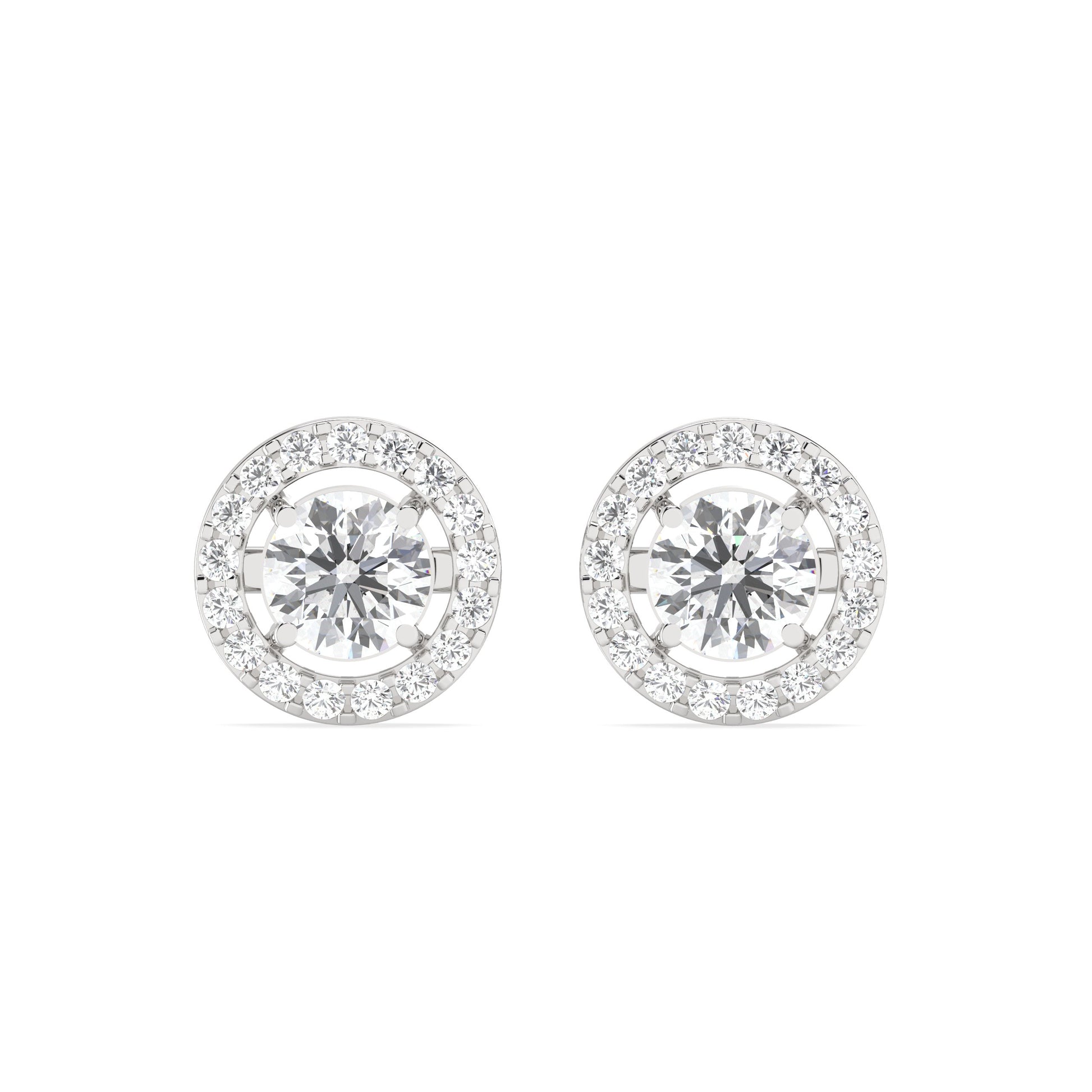 0.46 Ct Round Halo Stud Earrings in silver
