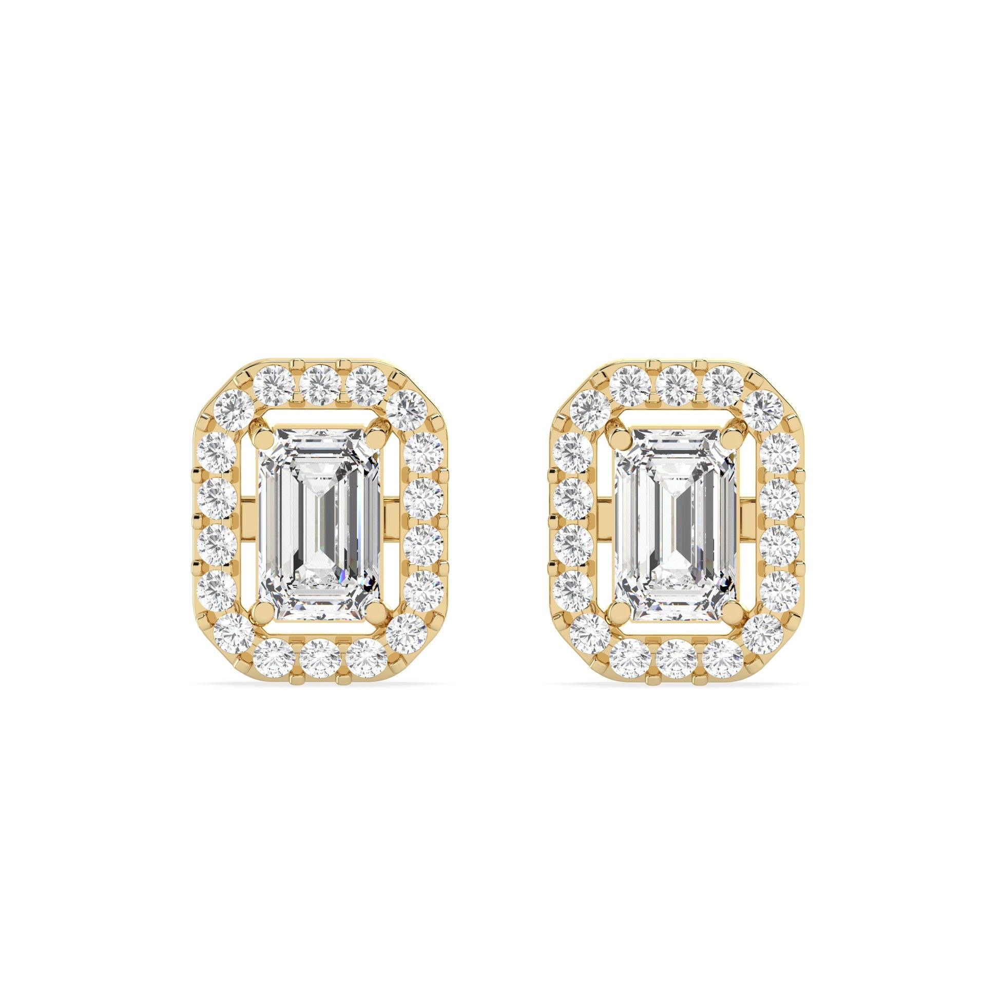 0.48 Ct. Emerald Halo Studs in lab grown diamonds