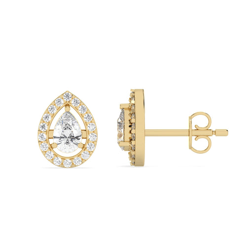 0.50 Ct Pear Halo Studs in lab diamonds