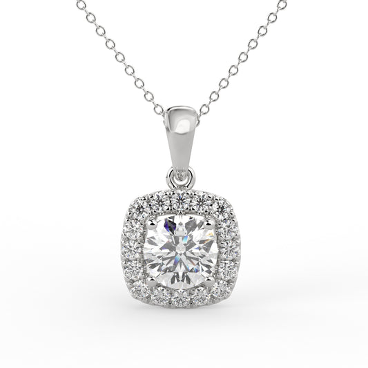 Plush Halo Pendant White Gold