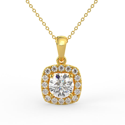 Plush Halo Pendant Yellow Gold