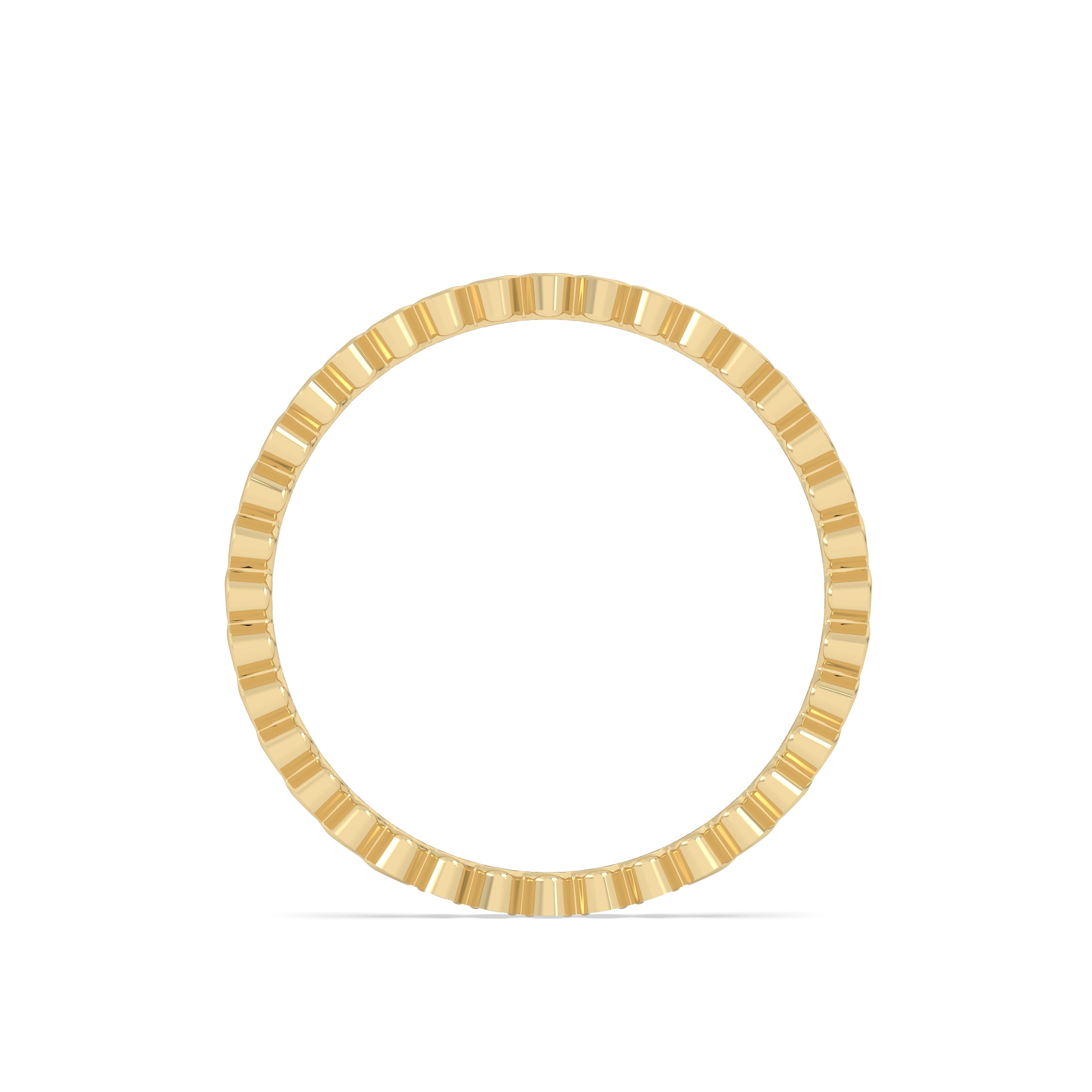 Gold ring with round diamonds on a yellow background