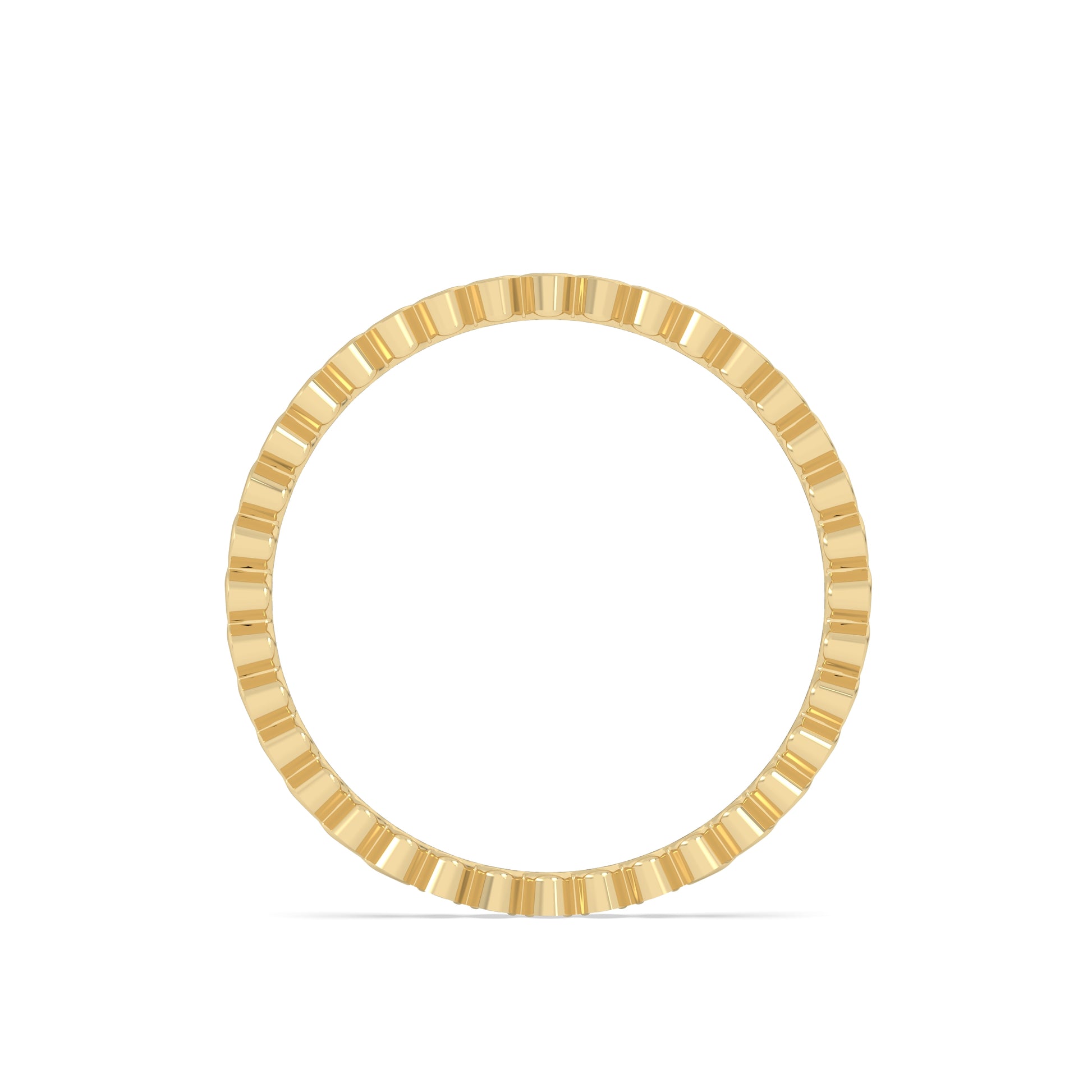 Gold ring with round diamonds on a yellow background