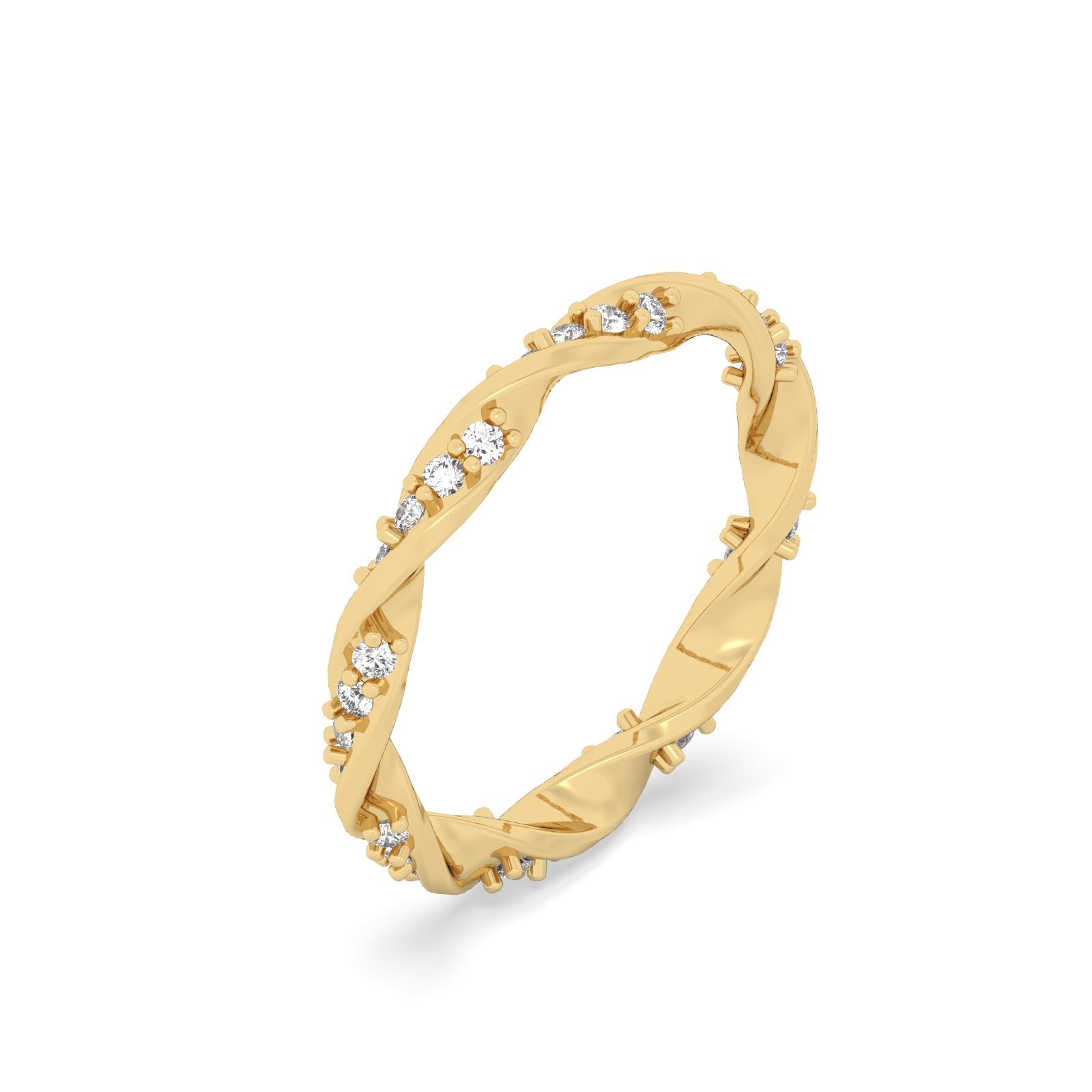 Gold ring with diamond accents on a white background