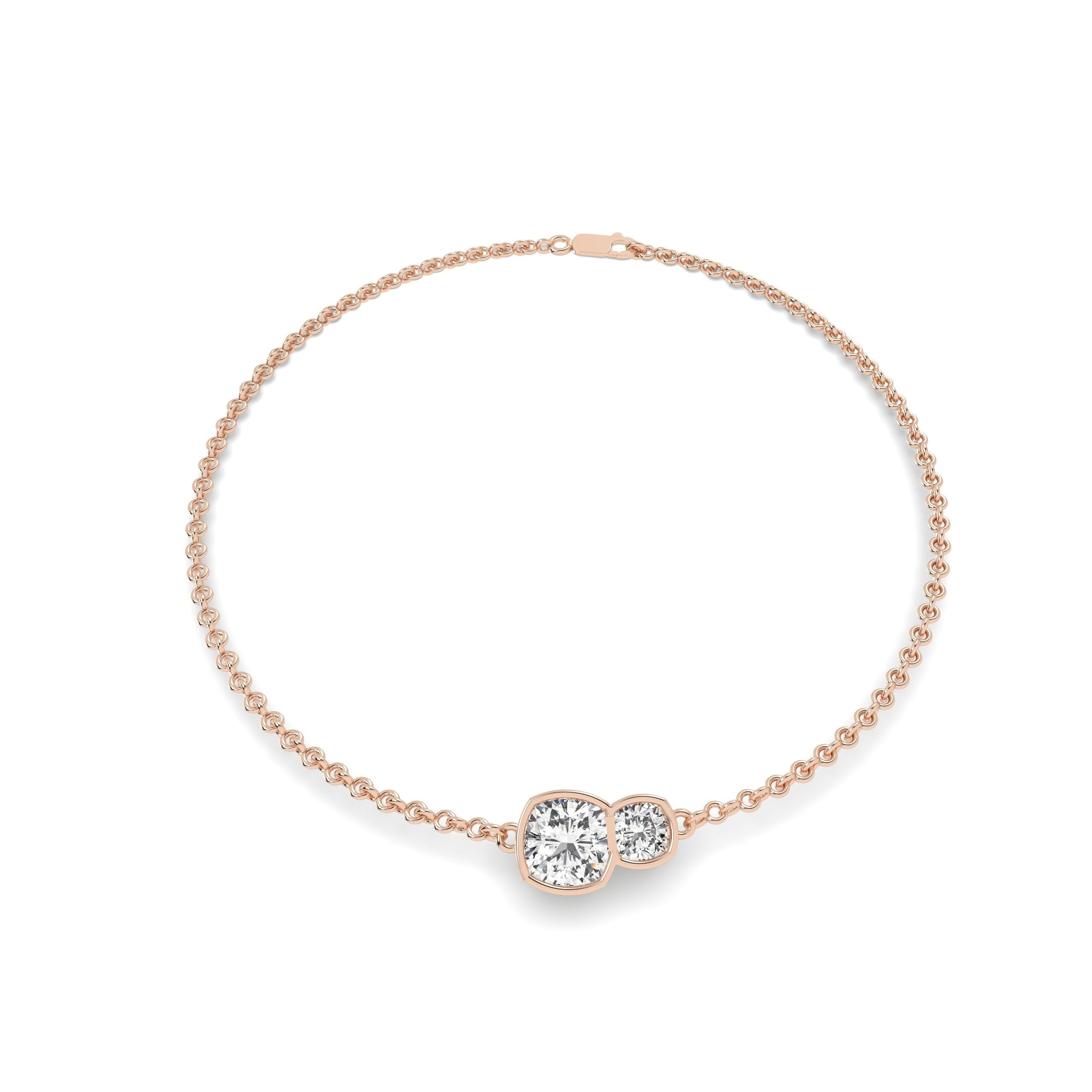 1.7 carat Brillar Cushion Duet Bezel Bracelet in rose gold