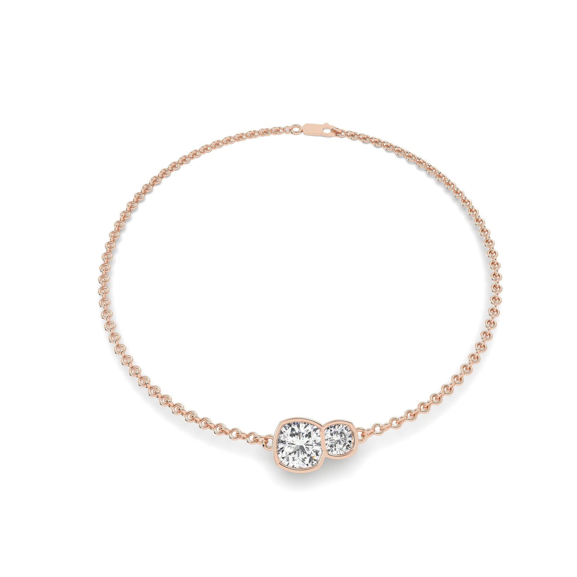 1.7 carat Brillar Cushion Duet Bezel Bracelet in rose gold