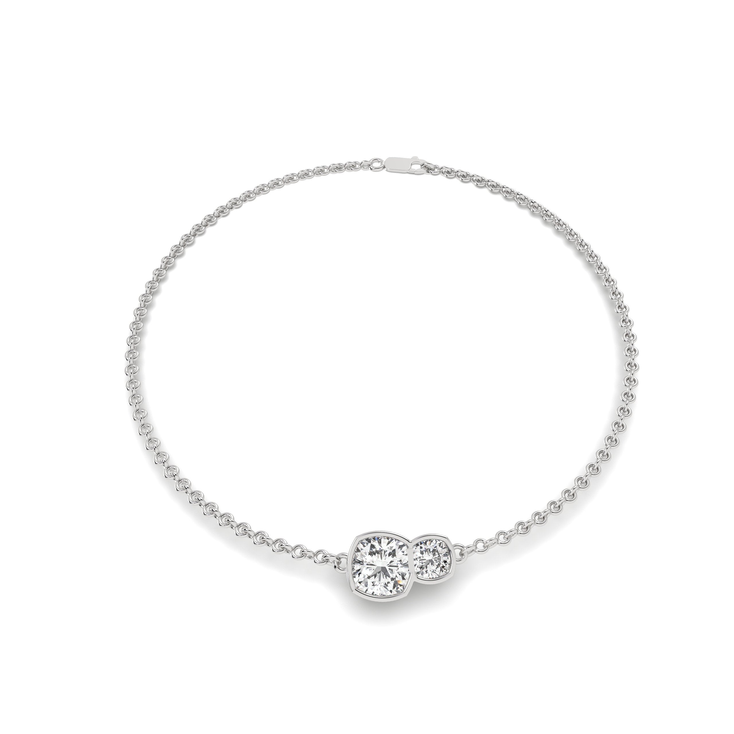 1.7 carat Brillar Cushion Duet Bezel Bracelet in white gold