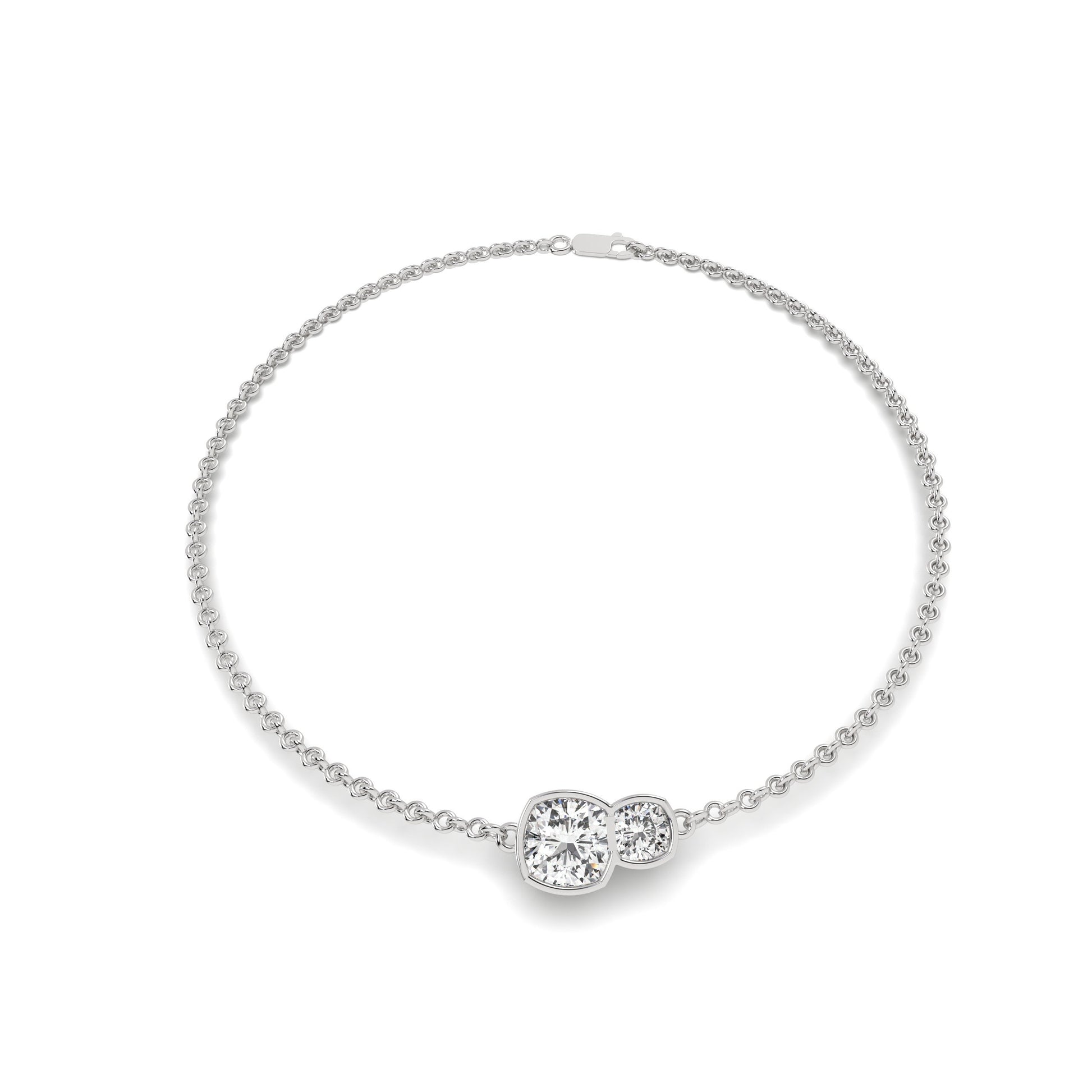 1.7 carat Brillar Cushion Duet Bezel Bracelet in white gold