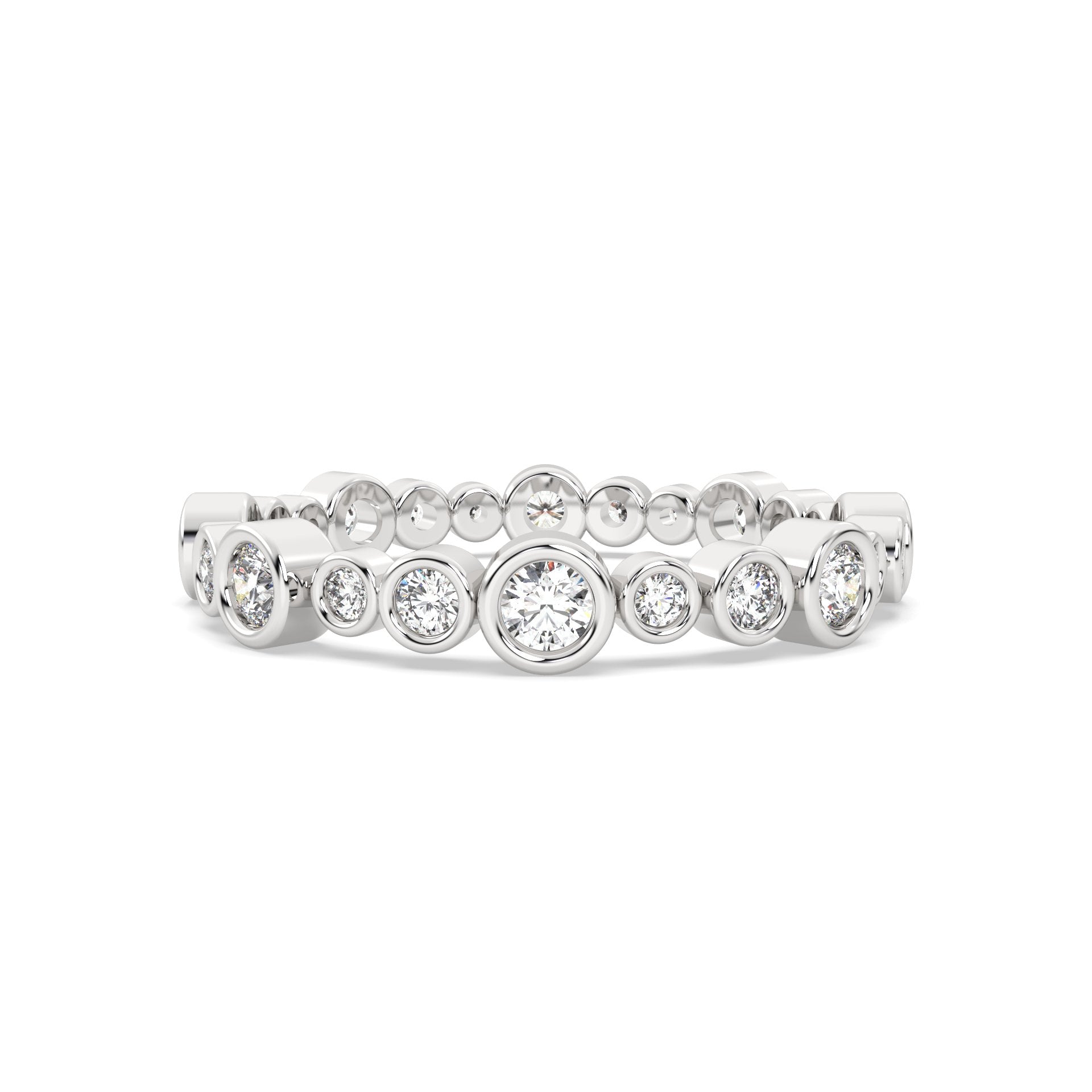 White Gold ring Band with multiple round  diamonds
