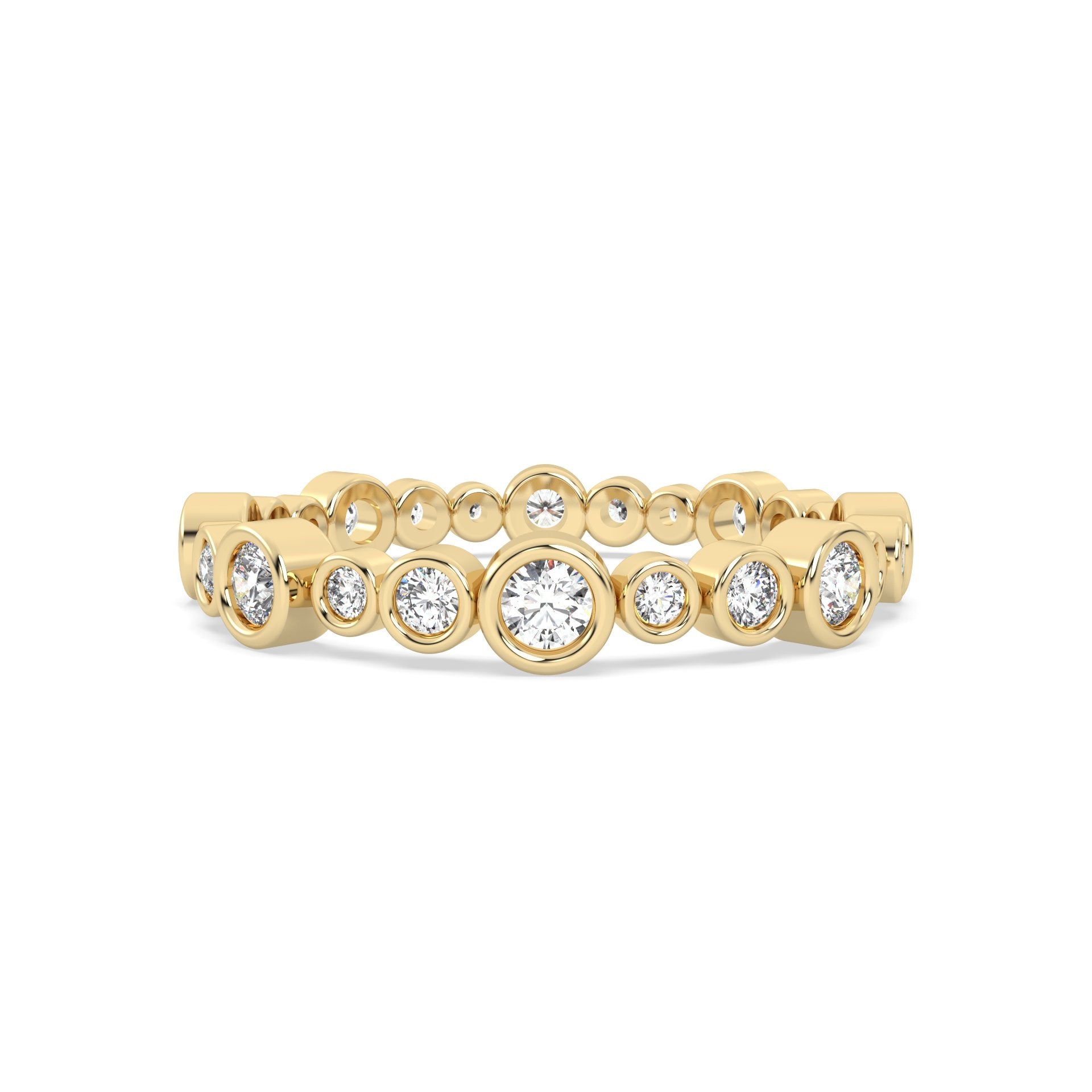 Yellow Gold ring Band with multiple round  diamonds
