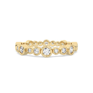 Yellow Gold ring Band with multiple round  diamonds