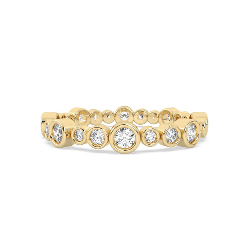 Yellow Gold ring Band with multiple round  diamonds