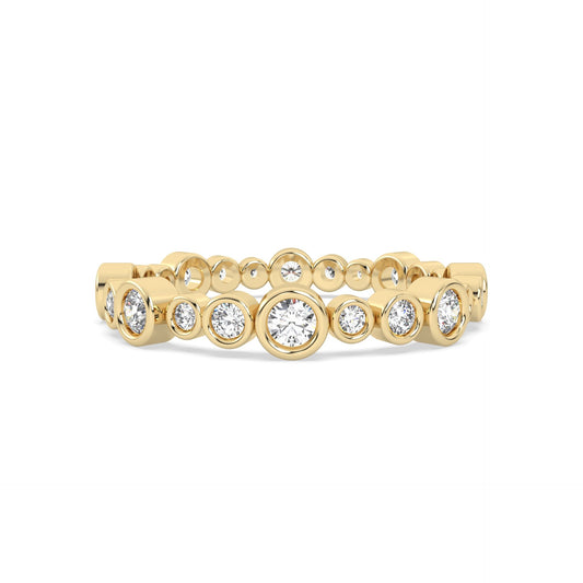 Yellow Gold ring Band with multiple round  diamonds