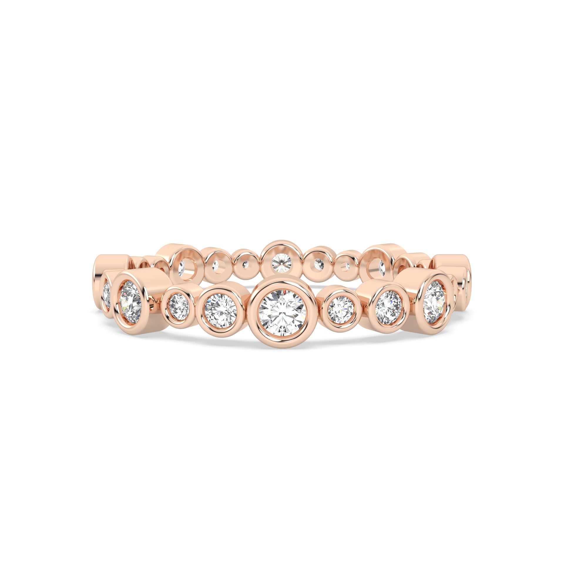Rose Gold ring Band with multiple round  diamonds