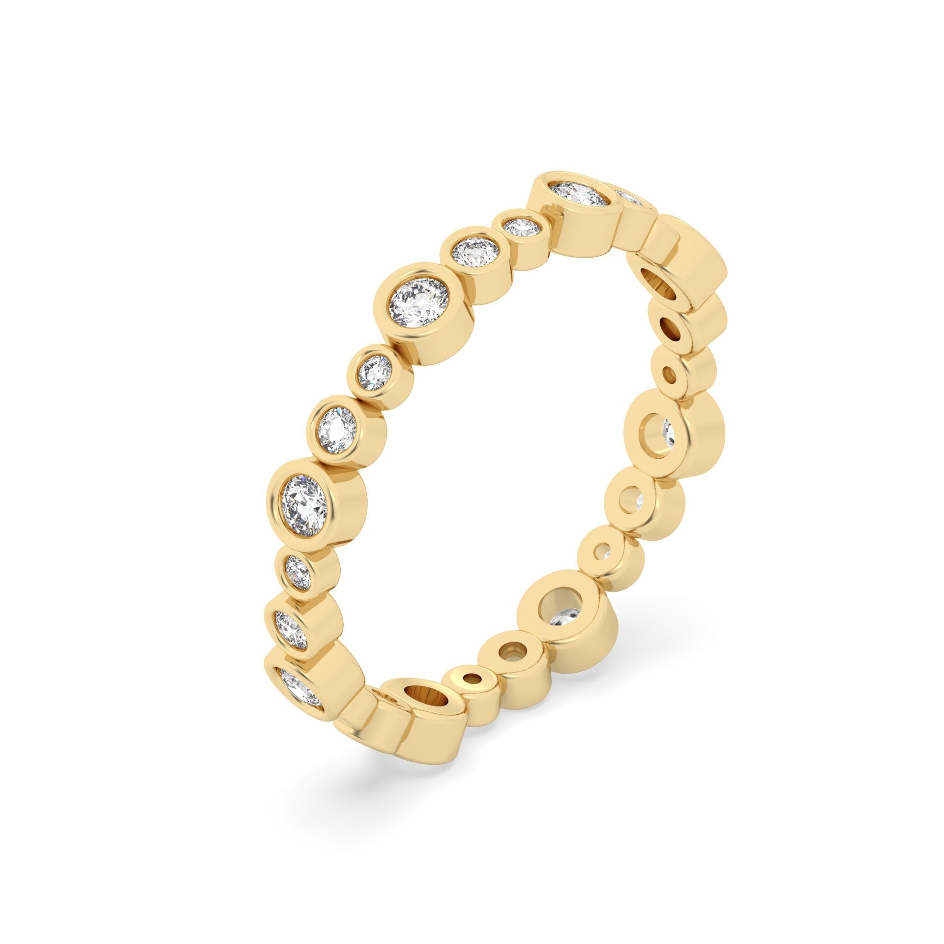 Yellow Gold ring Band with multiple round  diamonds