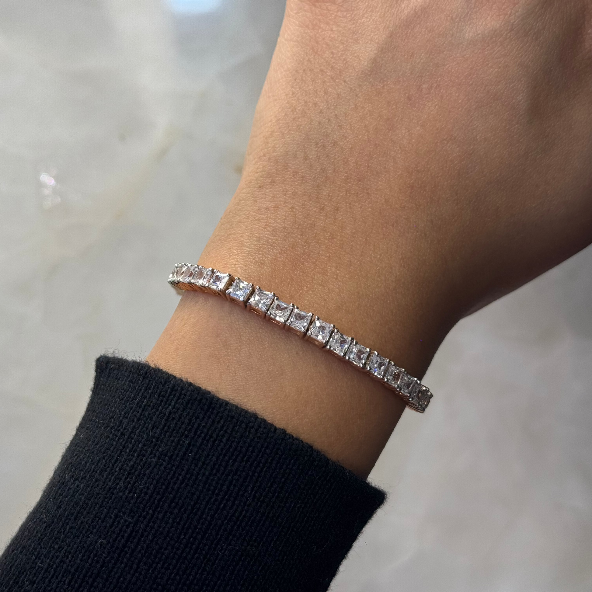 10 Ct Princess Cut womens Tennis Bracelet in gold