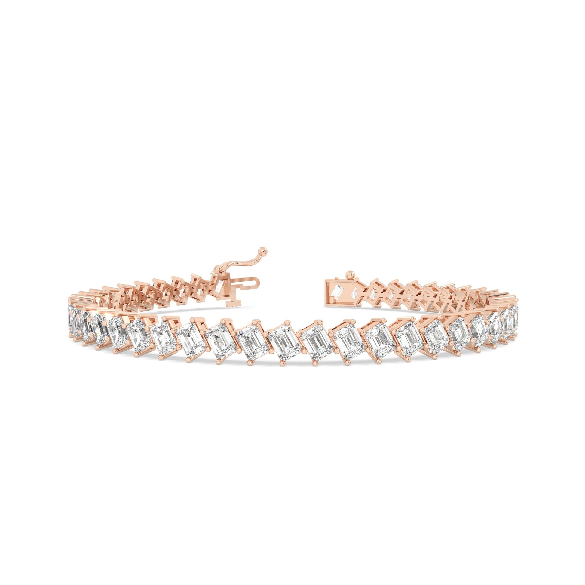 10 ct Fancy Emerald Cut Tennis Bracelet in rose gold
