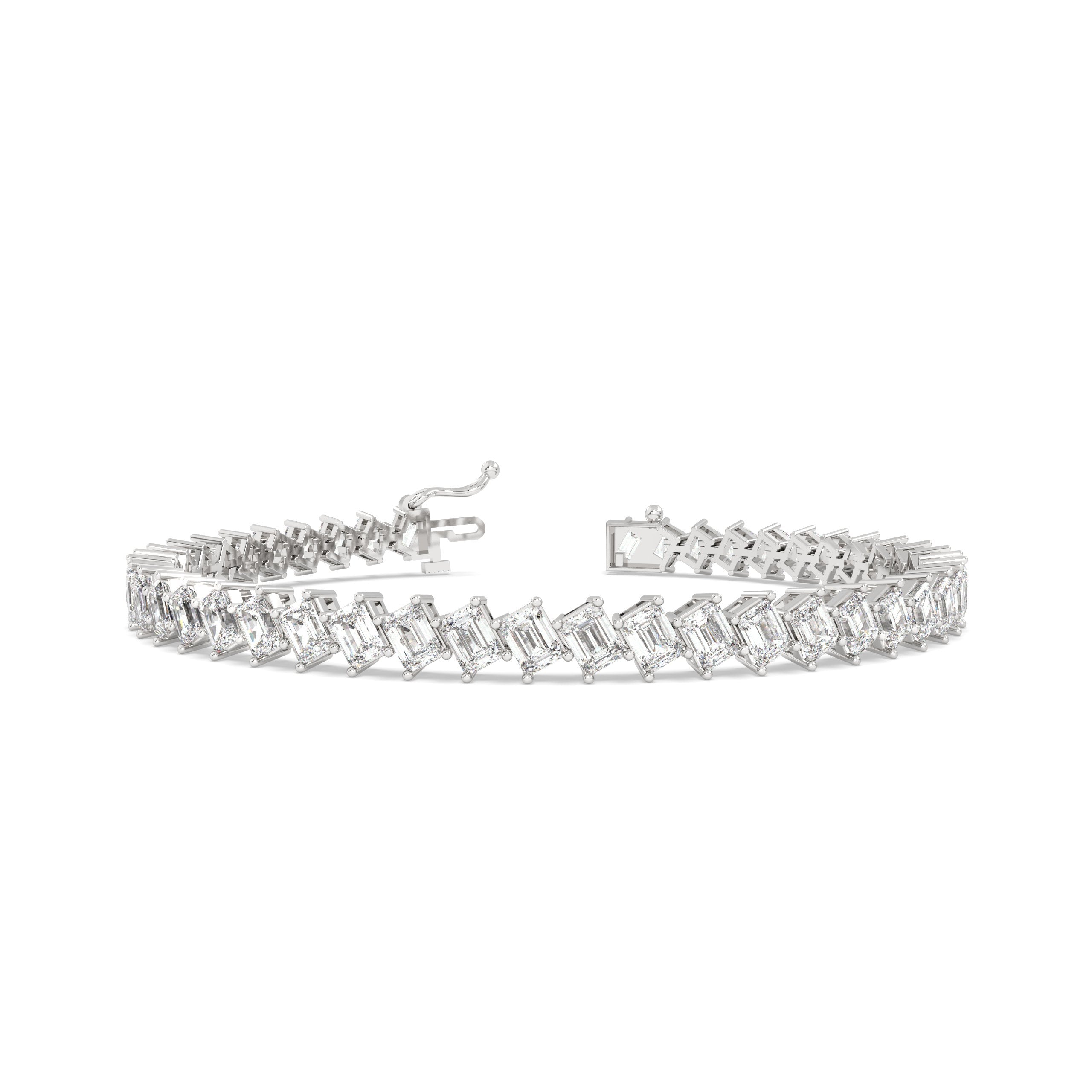 10 ct Fancy Emerald Cut Tennis Bracelet in white gold