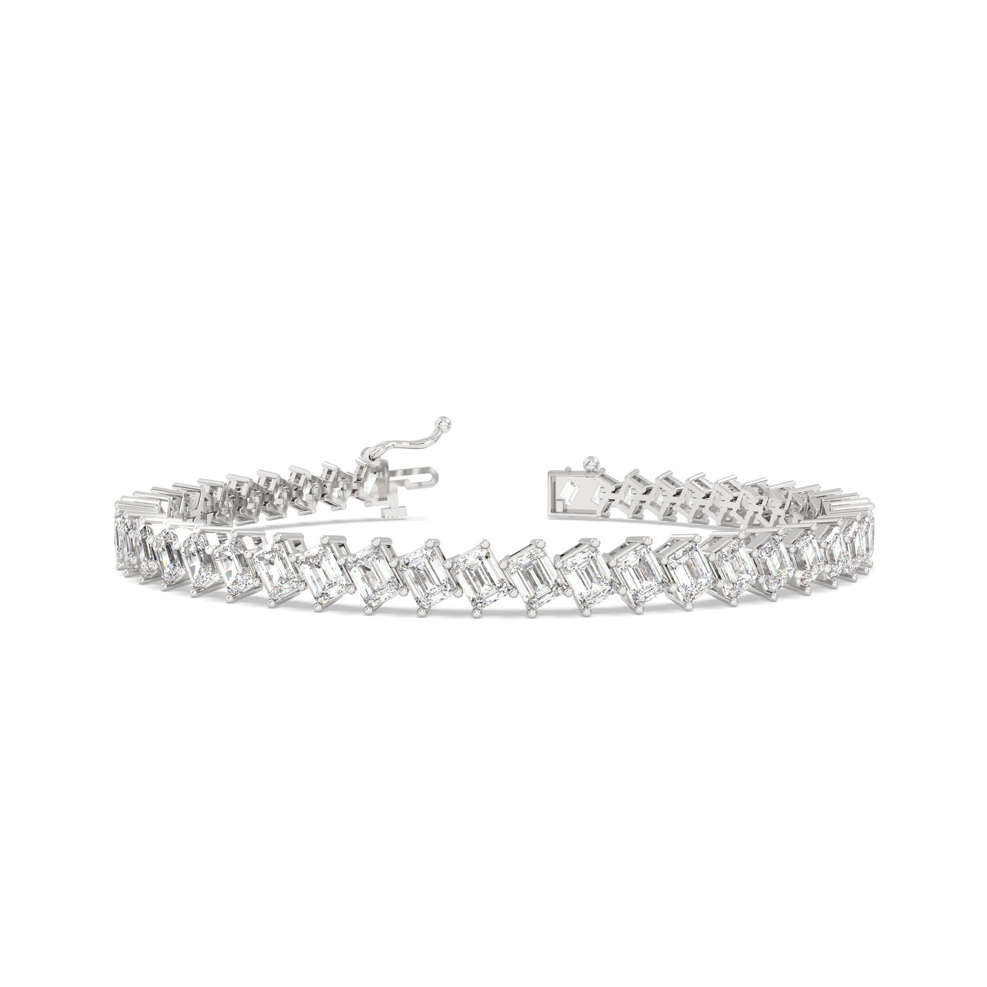 10 ct Fancy Emerald Cut Tennis Bracelet in white gold